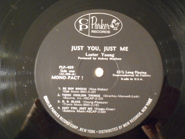 Lester Young - Just You, Just Me - VG LP Record 1961 Charlie Parker USA Mono Original Vinyl - Jazz / Bop - Shuga Records