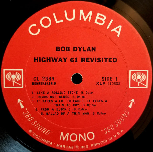 Bob Dylan - Highway 61 Revisited - VG- (lower grade) LP Record 1965 Columbia USA Mono Original Vinyl - Rock / Folk Rock - Shuga Records