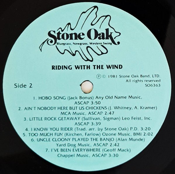 Stone Oak ‎– Riding With The Wind - New LP Record 1981 Private Press Outside WI USA Vinyl - Bluegrass / Country / Folk Rock