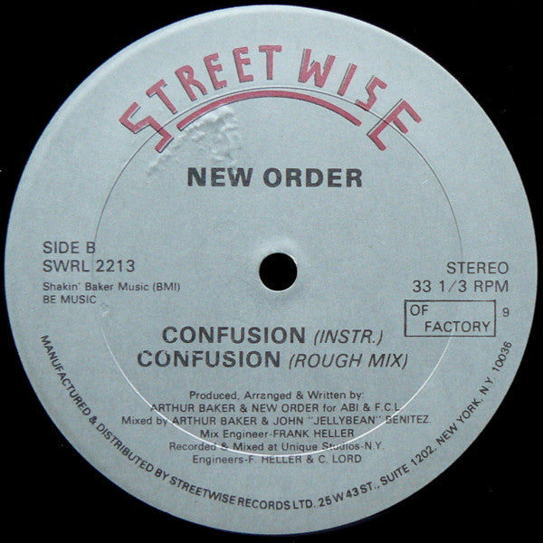 New Order - Confusion - VG 12" Single Record 1983 Streetwise / Of Factory New York Vinyl - Electro / Synth-pop - Shuga Records