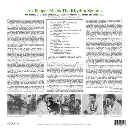 Art Pepper - Meets The Rhythm Section (1957) - New LP Record 2015 DOL Europe 180 gram Vinyl - Cool Jazz / Post Bop - Shuga Records