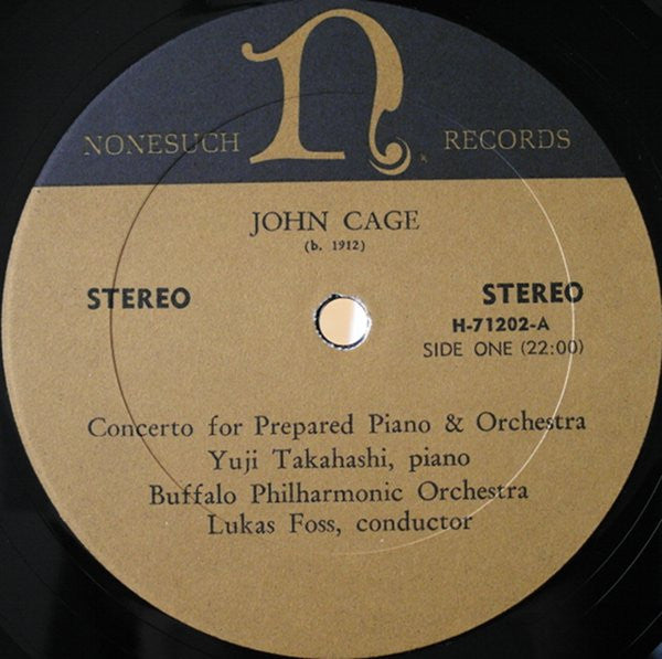 John Cage & Lukas Foss - Concerto For Prepared Piano & Orchestra / Baroque Variations - Mint- (VG cover) LP Record 1968 Nonesuch USA Vinyl - Classical / Contemporary - Shuga Records