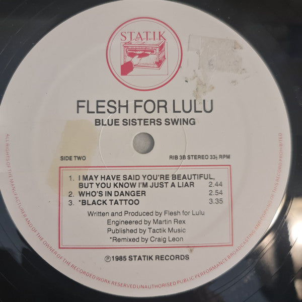 Flesh For Lulu - Blue Sisters Swing - Mint- EP Record 1985 Statik UK Vinyl - New Wave / Pop Rock - Shuga Records