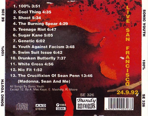 SONIC YOUTH 93 DRUNKEN BUTTERFLY ロングスリーブ