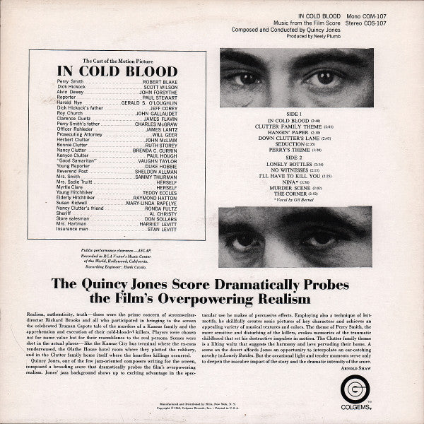 Quincy Jones – In Cold Blood - Mint- (VG cover) LP Record 1967 USA Vinyl - Soundtrack / Soul-Jazz / Funk - Shuga Records