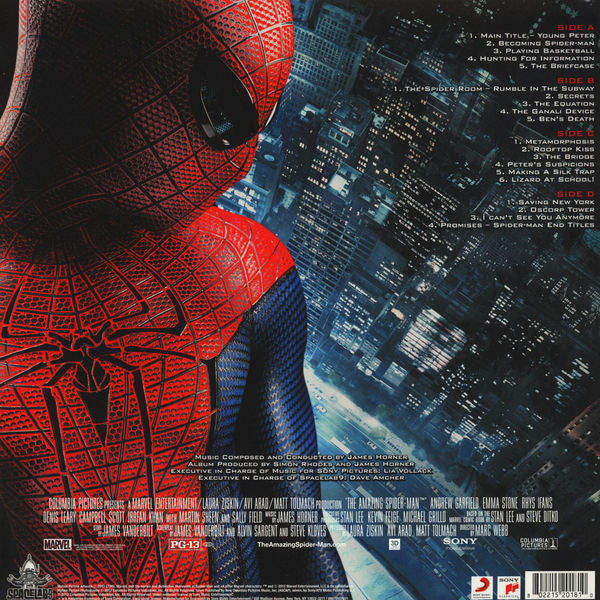 James Horner - The Amazing Spider-Man - Music From The Motion Picture - Mint- (VG Cover) 2 LP Record 2016 Spacelab9 Sony USA Spider Web Colored Vinyl & Huge Poster - Soundtrack - Shuga Records