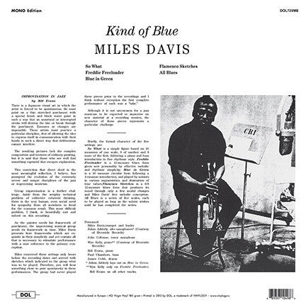 Miles Davis - Kind of Blue (1959) - Mint- LP Record 2015 DOL Europe Blue 180 gram Vinyl - Jazz / Modal / Bop - Shuga Records