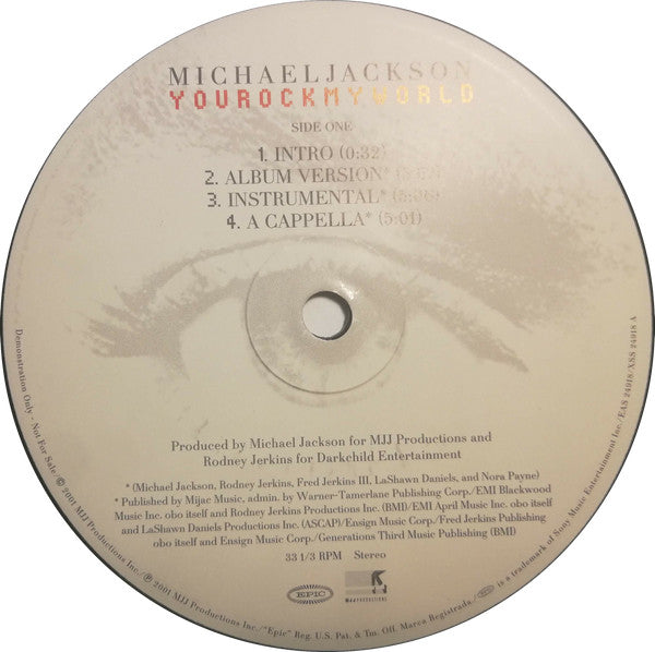 Michael Jackson - You Rock My World - Mint- 12" Single Record 2001 Epic USA Promo Vinyl - Pop / R&B - Shuga Records