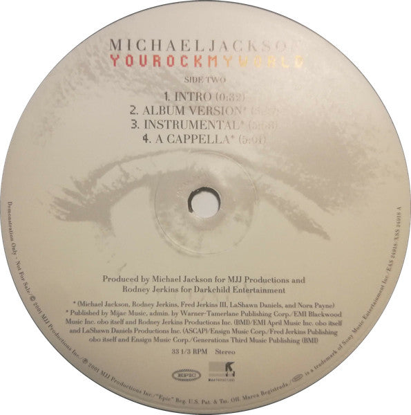 Michael Jackson - You Rock My World - Mint- 12" Single Record 2001 Epic USA Promo Vinyl - Pop / R&B - Shuga Records