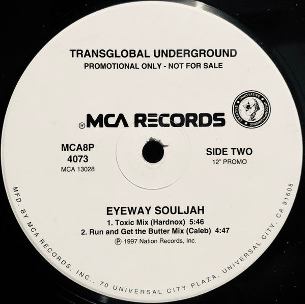 Transglobal Underground - Eyeway Souljah - VG+ 12" Single Record 1997 MCA USA Promo Vinyl - House / Breakbeat - Shuga Records
