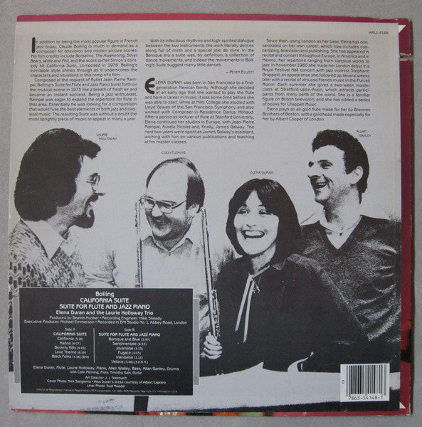 Elena Duran And The Laurie Holloway Trio - California Suite / Suite For Flute And Jazz Piano - Mint- LP Record 1981 RCA USA Vinyl - Jazz