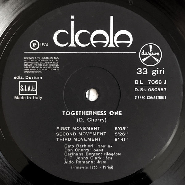 Gato Barbieri / Don Cherry - Togetherness (1966) - Mint- LP Record 1974 Durium Italy Vinyl - Jazz / Free Jazz - Shuga Records