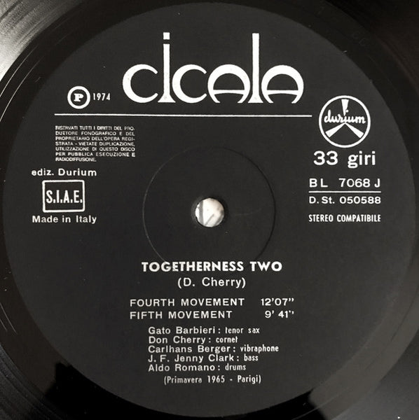 Gato Barbieri / Don Cherry - Togetherness (1966) - Mint- LP Record 1974 Durium Italy Vinyl - Jazz / Free Jazz - Shuga Records