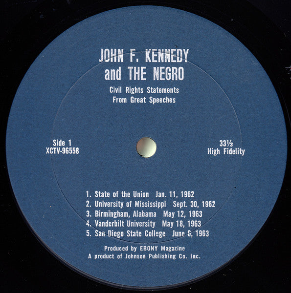 John F. Kennedy And The Negro - VG+ LP Record 1964 Ebony Magazine USA Vinyl - Political / Speech / / Spoken Word - Shuga Records