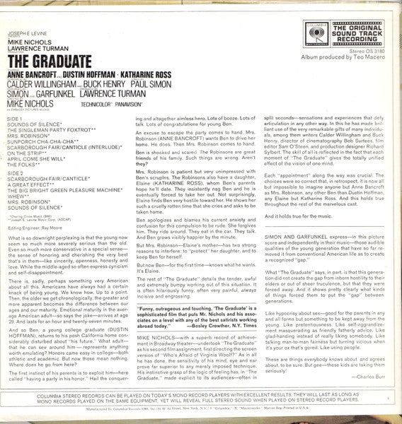 Simon & Garfunkel, Dave Grusin - The Graduate - VG+ LP Record 1968 Columbia USA Original Vinyl - Soundtrack - Shuga Records