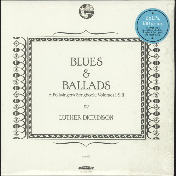 Luther Dickinson – Blues & Ballads (A Folksinger's Songbook: Volumes I & II) - Mint- 2 LP Record USA Black 180 gram Vinyl & Book - Blues Rock / Country Blues / Country - Shuga Records