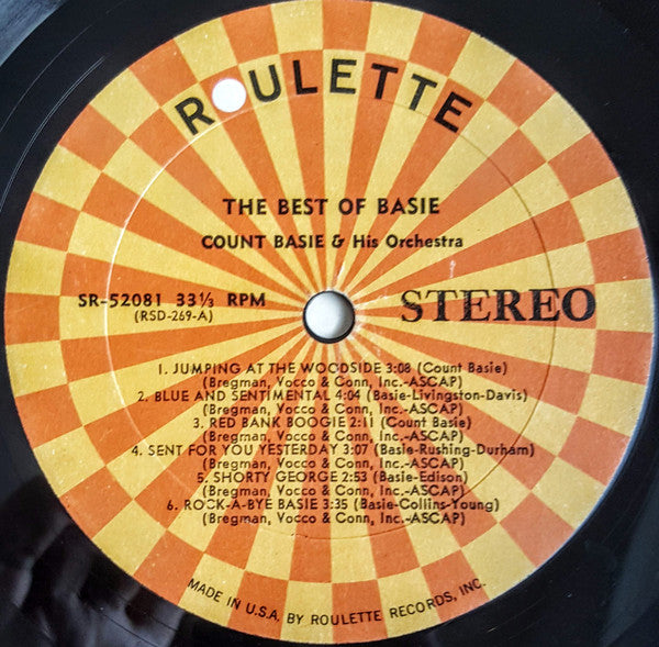 Count Basie & His Orchestra - The Best Of Basie - VG+ LP Record 1962 Roulette USA Stereo Original Vinyl - Jazz / Swing / Big Bnd - Shuga Records