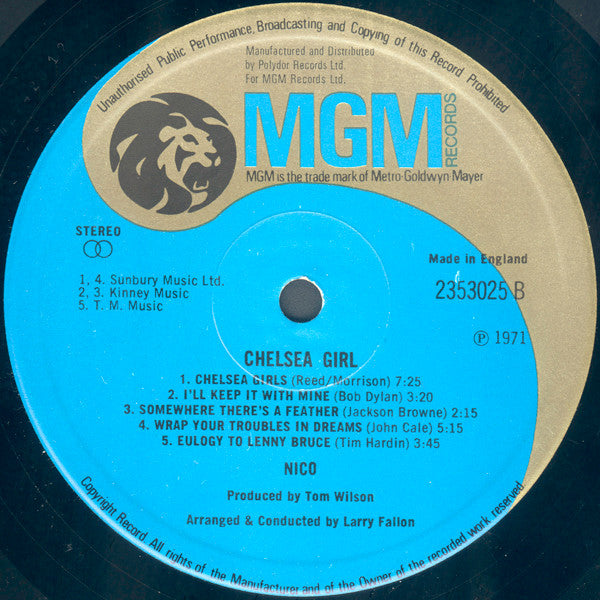 Nico - Chelsea Girl (1967) - Mint- LP Record 1978 MGM UK Vinyl - Rock / Folk Rock / Avantgarde - Shuga Records