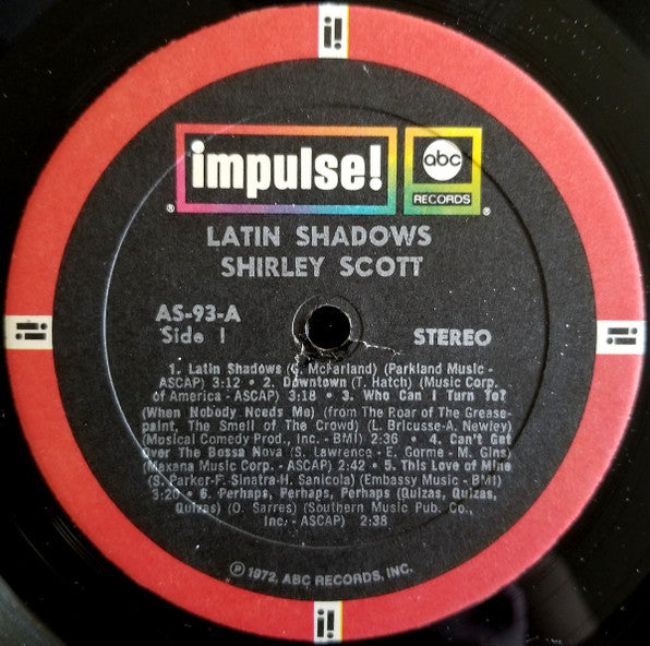 Shirley Scott - Latin Shadows (1966) - Mint- LP Record 1972 Impulse! USA Vinyl - Jazz / Latin Jazz