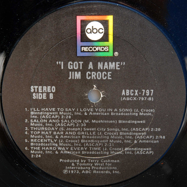 Jim Croce - I Got A Name - VG+ LP Record 1973 ABC USA Original Vinyl - Soft Rock / Pop Rock - Shuga Records