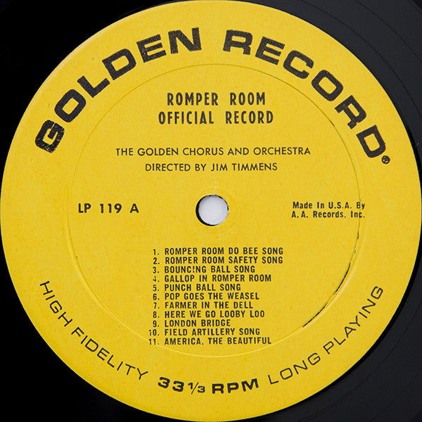 The Golden Chorus And Orchestra - Official TV Romper Room Activity Songs - VG+ LP Record 1964 Golden USA Original Vinyl - Children's - Shuga Records