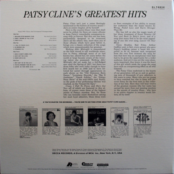 Patsy Cline - Greatest Hits (1967) - Mint- 2 LP Record 2015 Analogue Productions Decca 200 gram Vinyl - Country