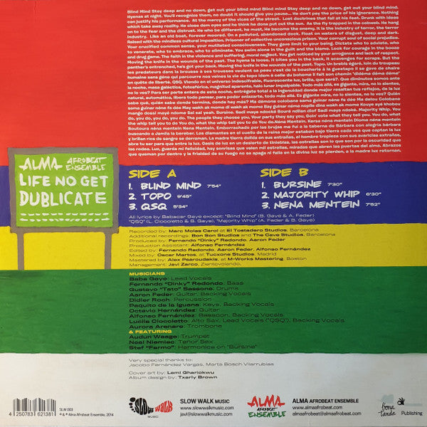 Alma Afrobeat Ensemble - Life No Get Dublicate - New LP Record 2014 Slow Walk Music Spain Vinyl & Insert Poster - Afrobeat / African / Latin / Funk - Shuga Records