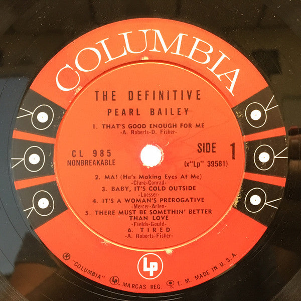 Pearl Bailey - The Definitive - VG+ LP Record 1957 Columbia USA Mono Vinyl - Jazz Vocal - Shuga Records