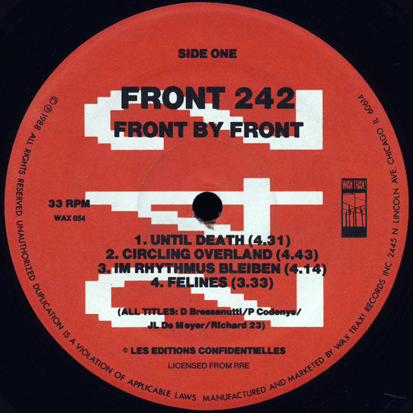 Front 242 - Front By Front - Mint- LP Record 1988 Wax Trax! USA Vinyl & Inner - Electronic / Industrial / EBM