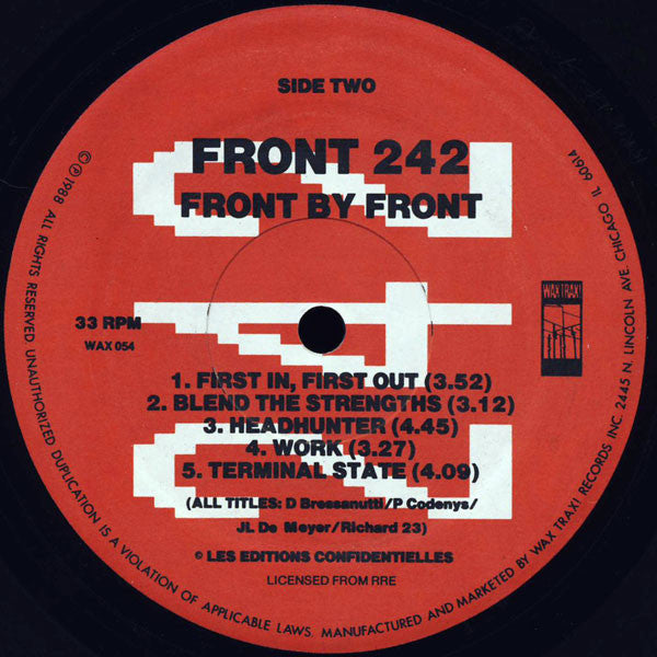 Front 242 - Front By Front - Mint- LP Record 1988 Wax Trax! USA Vinyl & Inner - Electronic / Industrial / EBM