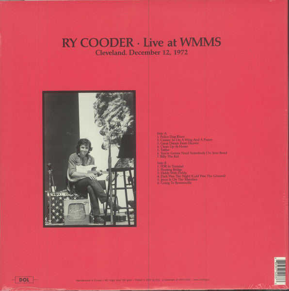 Ry Cooder - Live At WMMS - 1972 Cleveland - Mint- LP Record 2015 DOL 180 gram Vinyl - Rock / Folk Rock / Acoustic - Shuga Records