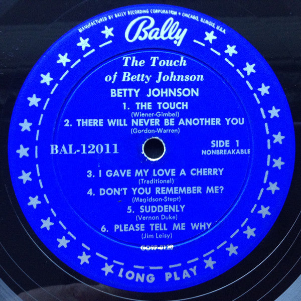 Betty Johnson ‎– The Touch of Betty Johnson - VG+ LP Record 1956 Bally USA Vinyl - Jazz / Vocal - Shuga Records