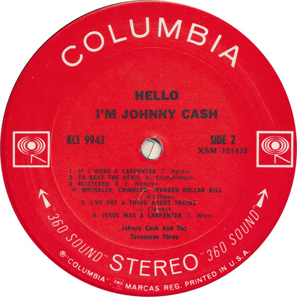 Johnny Cash - Hello, I'm Johnny Cash - VG+ LP Record 1970 Columbia USA Original 360 Vinyl - Country - Shuga Records