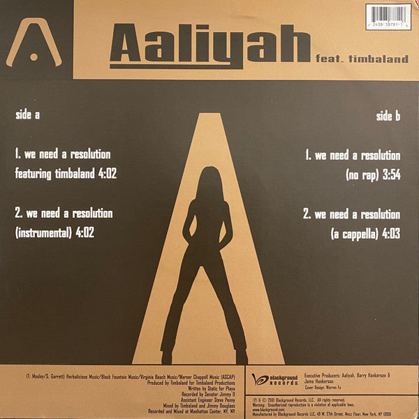 Aaliyah - We Need A Resolution - VG+ 12" Single Record 2001 Blackground USA Vinyl - R&B / Hip Hop / Soul - Shuga Records