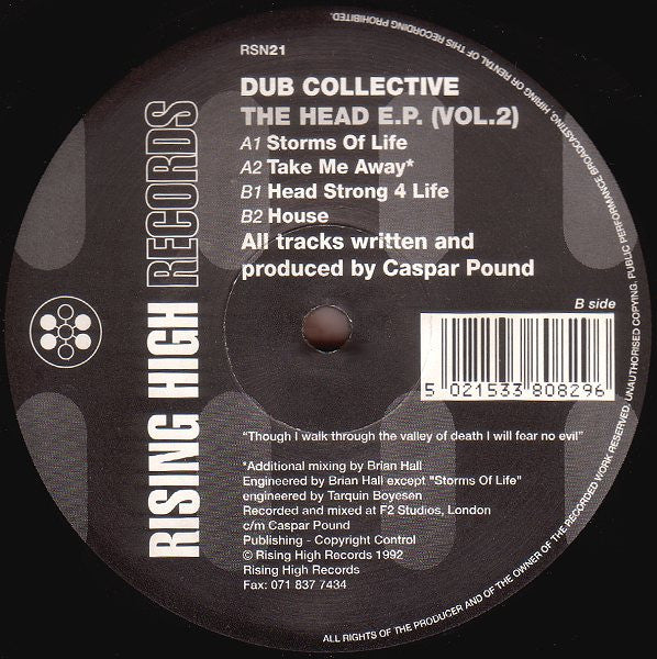 Dub Collective - The Head E.P. (Vol. 2) - VG+ 12" Single Record 1992 UK Vinyl - Techno / Acid / Hardcore - Shuga Records