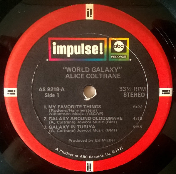 Alice Coltrane With Strings - World Galaxy - VG LP Record 1972 Impuls! USA Original Press Vinyl & Peter Max Cover Art - Free Jazz / Soul-Jazz - Shuga Records