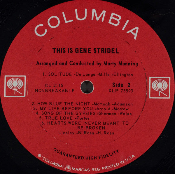 Gene Stridel – This Is Gene Stridel - VG+ LP Record 1964 Columbia USA Original Vinyl - Jazz / Soul-Jazz - Shuga Records