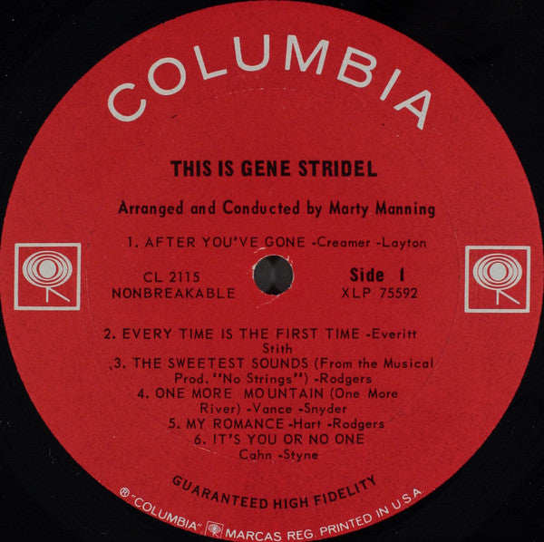 Gene Stridel – This Is Gene Stridel - VG+ LP Record 1964 Columbia USA Original Vinyl - Jazz / Soul-Jazz - Shuga Records