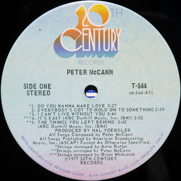 Peter McCann - Peter McCann - VG+ LP Record 1977 20th Century Stereo Vinyl - Soft Rock