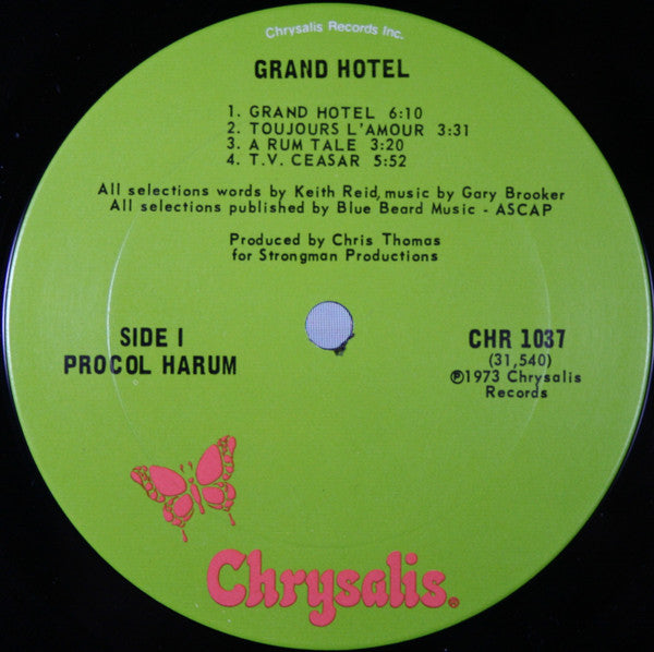Procol Harum - Grand Hotel - VG+ LP Record 1973 Chrysalis USA Original Vinyl & Booklet - Prog Rock / Symphonic Rock - Shuga Records