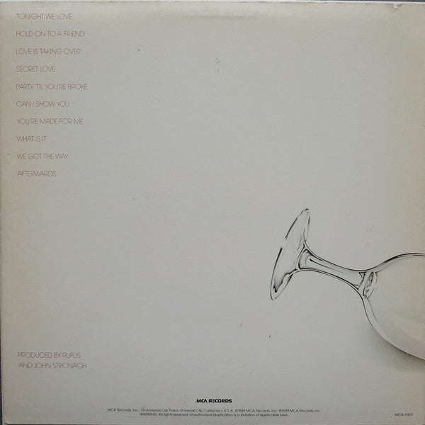 Rufus ‎– Party 'Til You're Broke - New LP Record 1981 MCA USA Original Vinyl - Soul / Funk / Disco - Shuga Records