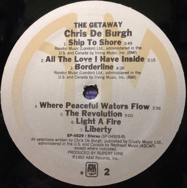 Chris de Burgh - The Getaway - VG+ LP Record 1982 A&M USA Vinyl - Pop Rock / Soft Rock - Shuga Records
