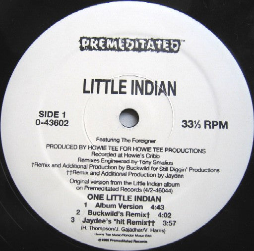 Little Indian - One Little Indian - Mint- 12" Single Record 1995 Premeditated USA Vinyl - Hip Hop - Shuga Records
