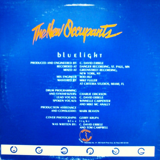 The New Occupants - Blue Light - VG+ 12" Single Record 1984 Danger USA Minneapolis MN - Electro / Synth-pop / Darkwave - Shuga Records