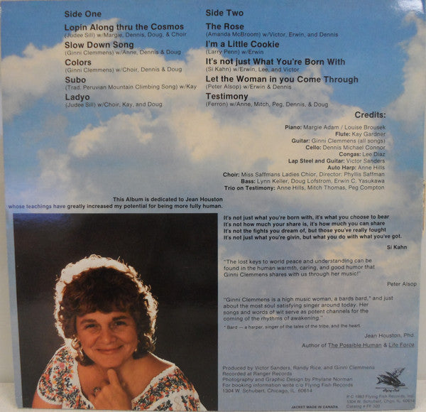 Ginni Clemmens - Lopin Along Thru The Cosmos - VG+ LP Record 1983 Flying Fish USA Vinyl - New Age / Soft Rock / Folk Rock - Shuga Records