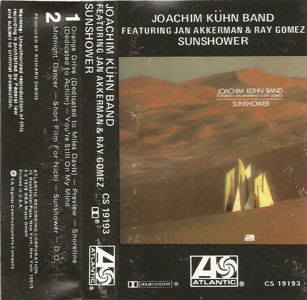 Joachim Kühn Band Featuring Jan Akkerman & Ray Gomez – Sunshower - Used Cassette 1978 Atlantic Tape - Jazz-Rock - Shuga Records
