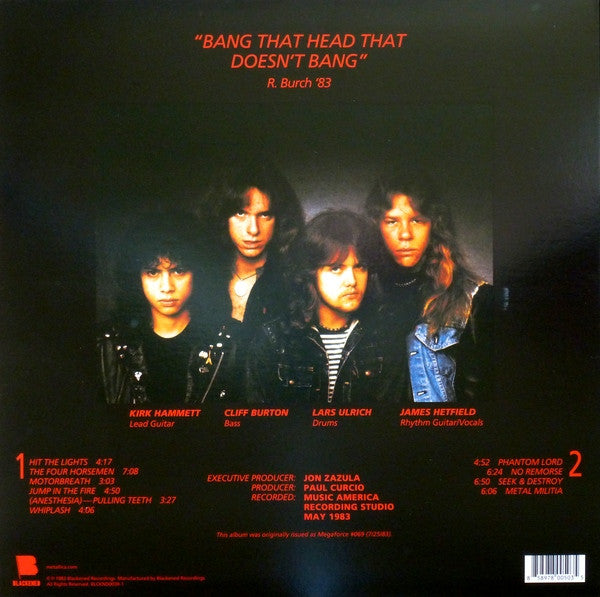 Metallica - Kill 'Em All (1983) - Mint- LP Record 2016 Blackened 180 gram Vinyl, Insert & Download - Speed Metal / Thrash - Shuga Records