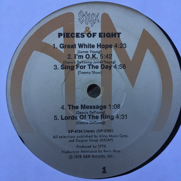 Styx – Pieces Of Eight - VG+ LP Record 1978 A&M USA Vinyl - Pop Rock / Hard Rock - Shuga Records