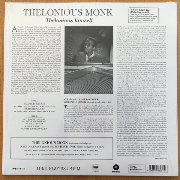 Thelonious Monk - Thelonious Himself (1957) - Mint- LP Record 2016 WaxTime Spain 180 gram Vinyl - Jazz / Bop - Shuga Records
