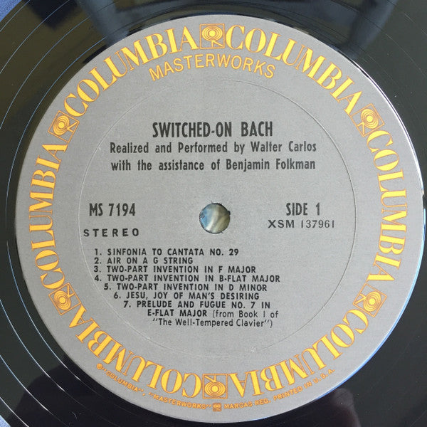Walter Carlos - Switched-On Bach (1968) - VG+ LP Record 1970 Columbia USA Vinyl - Modern Classical / Moog / Electronic - Shuga Records